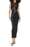Alaïa Womens Noir Alaia Molded Sleeveless Woven Maxi Dress In Noir Alaia