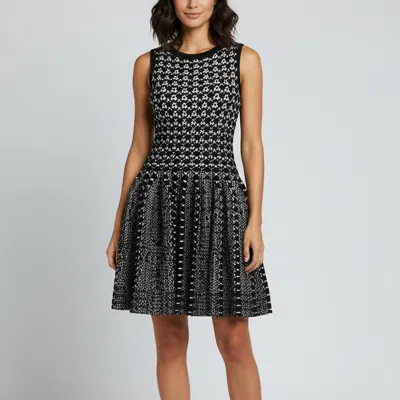 Pre-owned Alaïa Monochrome Chunky Knit Sleeveless Skater Dress M In Black