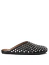 Alaïa Women's Flat Mules Leather With Crystals In Black