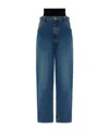 Alaïa High-rise Jersey-trimmed Straight Jeans In Blue
