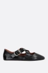Alaïa Alaia Black Criss-crossed Ballerina Flat In Patent Leather Women