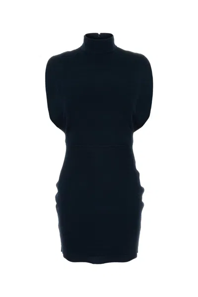 Alaïa Navy Blue Stretch Viscose Blend Mini Dress In Black