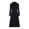 Alaïa Navy Blue Wool Curved Coat In Black
