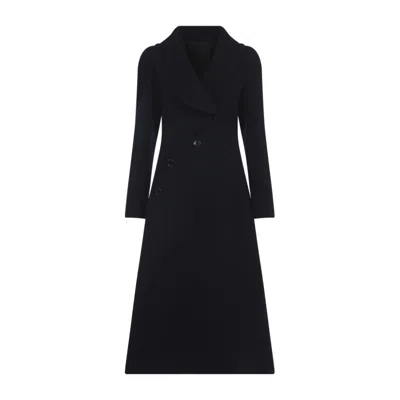 ALAÏA NAVY BLUE WOOL CURVED COAT
