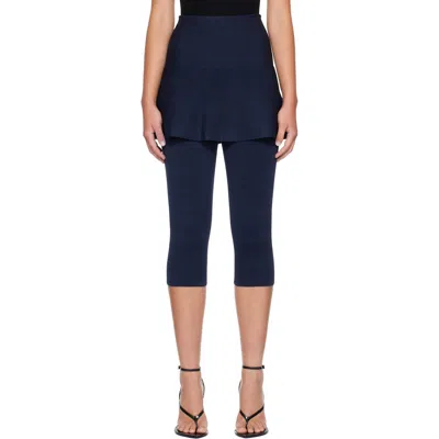 Alaïa Navy Compact Knit Skirt Leggings In Blue