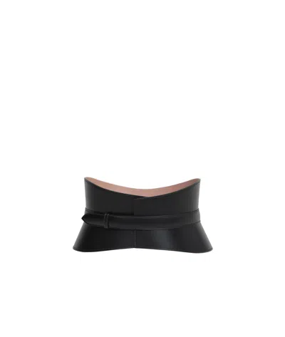 Alaïa Neo Curved Bustier Leather Belt In Black | ModeSens