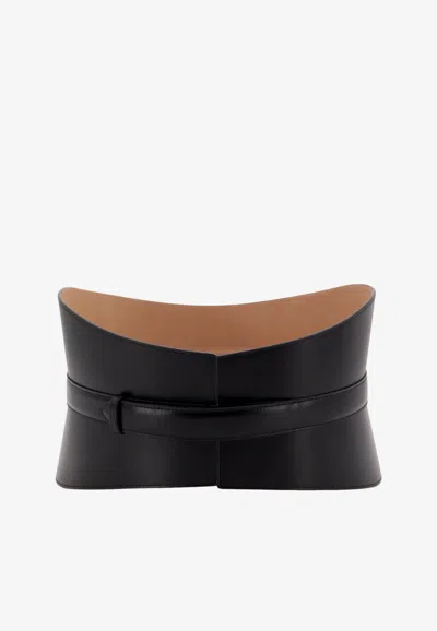 Alaïa Neo Bustier Leather Corset Belt In Black