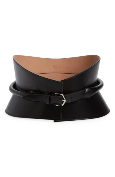 Alaïa Neo Leather Bustier Belt In Noir