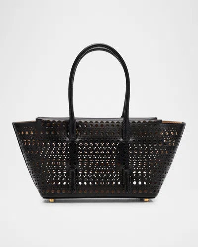 Alaïa Neo Mina 20 Perforated Leather Top-handle Bag In Black