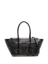 Alaïa Neo Mina 20 Perforated Top-handle Bag In Leather In Black