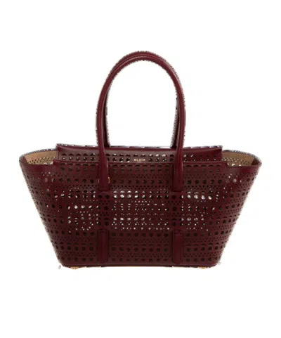 Alaïa New Mina 20 Laser-cut Leather Tote In Brown