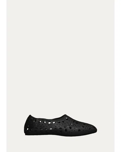 Alaïa Neo Vienne Cutout Leather Ballerina Flats In Blue