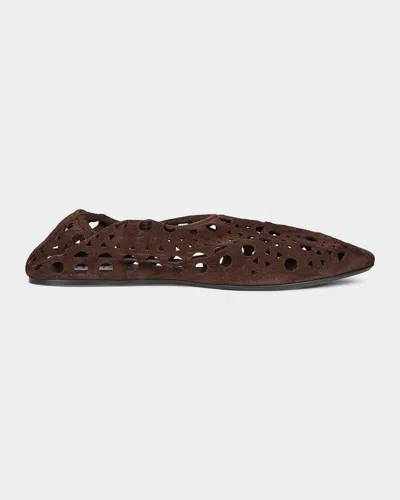 Alaïa Neo Vienne Suede Slippers In Brown