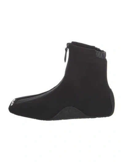 Pre-owned Alaïa Neoprene Leather Trim Embellishment Boots In Black