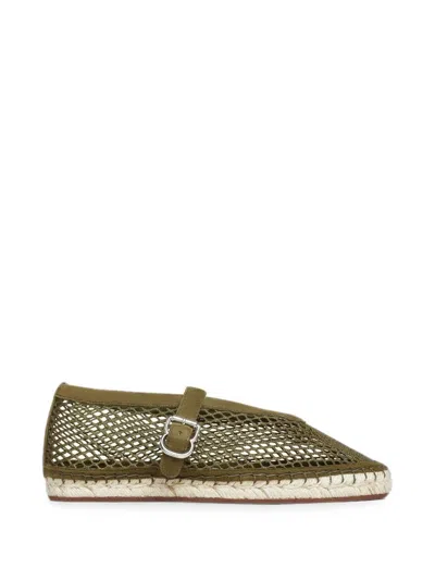 Alaïa Net And Suede Leather Espadrilles In Green