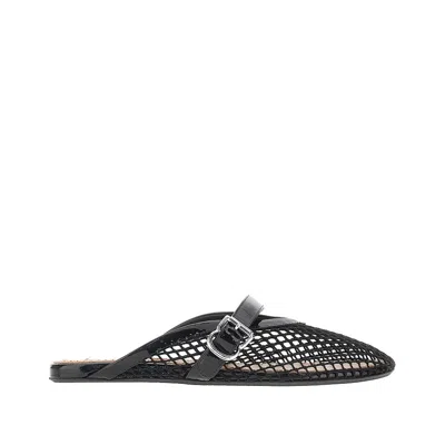 Alaïa Alaia Flat Mesh Mules With Buckle Strap In Black