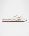 Alaïa Silver Mesh Mule Flats In Blanc Optique