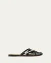 Alaïa Womens Azzedine Alaia Net Patent-leather Flat Mules In Noir
