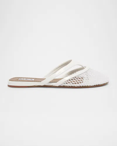 Alaïa Net Leather Thong Mules In Multi