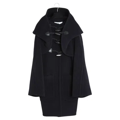 Pre-owned Alaïa Neuf Manteau Laine Marine Fr40 Dark Navy Wool Duffle Coat Uk12 Us10 Nwt In Blue