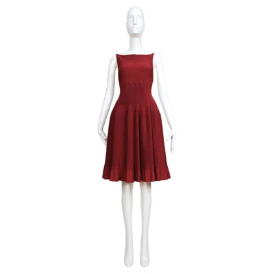 Pre-owned Alaïa New Azzedine Alaia Bordeaux Plisse Knit Dress In Red