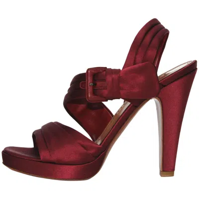 Pre-owned Alaïa New Azzedine Alaia Deep Burgundy Satin Platform Sandals Shoes It. 39.5 - Us 9.5 In Red