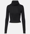Alaïa Womens Noir Alaia Ribbed Turtleneck Wool Blend Jumper In Noir Alaia