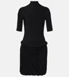 Alaïa Draped Jersey Midi Dress In Noir Alaia