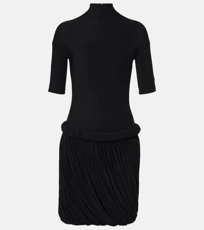Alaïa Draped Jersey Midi Dress In Noir Alaia