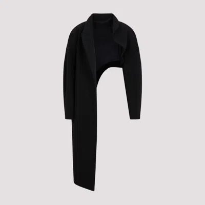 Alaïa Noir Alaia Around Half Polyamide Coat In Black