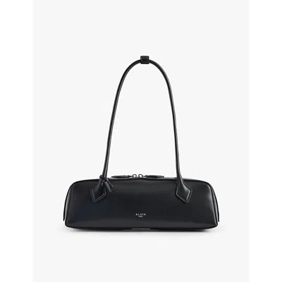 ALAÏA WOMENS NOIR LE TECKEL BRANDED-TAG LEATHER SHOULDER BAG