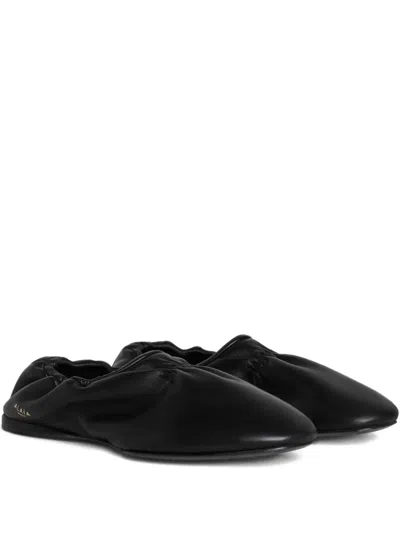 Alaïa Alaia Noir Leather Slippers In Black