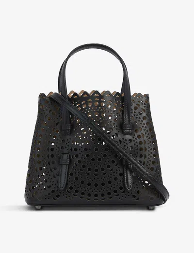 Alaïa Womens Noir Mina 20 Laser-cut Leather Tote Bag In Black