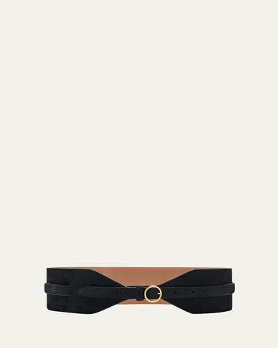 Alaïa Nubuck Double Large Belt In Black
