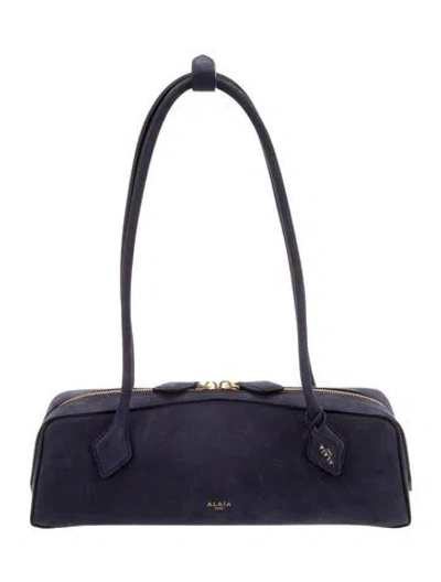 Pre-owned Alaïa Nubuck Le Teckel Medium In Blue