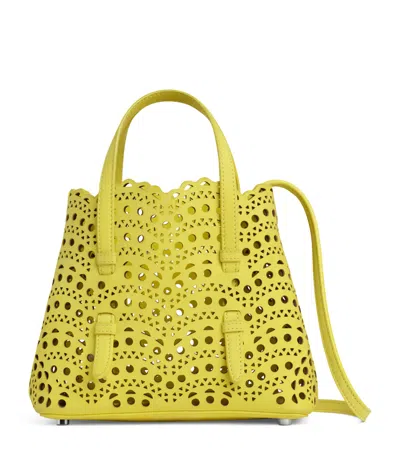 Alaïa Nubuck Leather Le Mina Tote Bag In Yellow