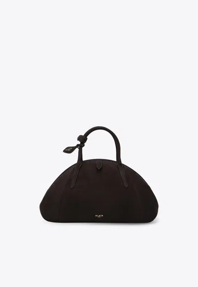 Alaïa Nubuck Leather Purse Top Handle Bag In Brown