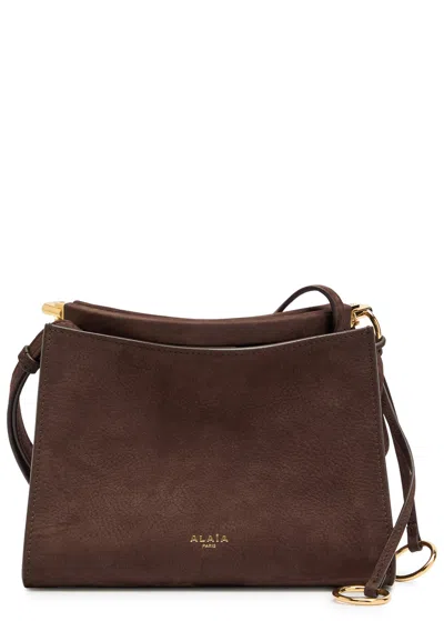 Alaïa Nubuck Small Shoulder Bag In Brown