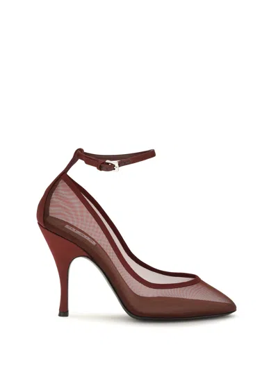 Alaïa Alaia Nude Mesh Pumps In Red