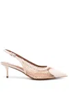 ALAÏA NUDE MESH HEELED SANDALS