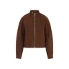 Alaïa High-collar Brown Suede Finish Jacket In Brown