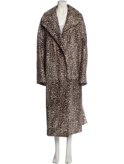 Pre-owned Alaïa Nylon Animal Print Faux Fur Coat In Multi