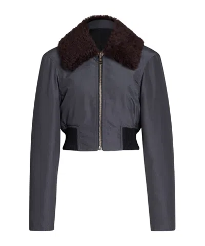 Alaïa Nylon Aviator Bomber In Blue