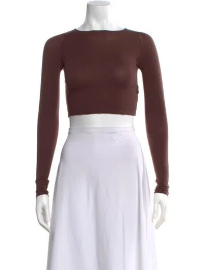 Pre-owned Alaïa Nylon Crew Neck Crop Top W/ Tags In Brown