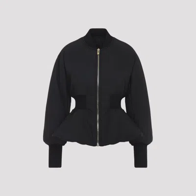 Alaïa Alaia Nylon Peplum Bomber In Black
