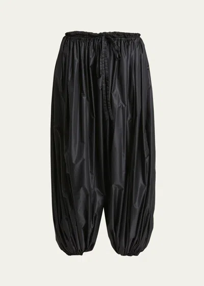 Alaïa Nylon Pleated Ballon Drawstring Trousers In Black
