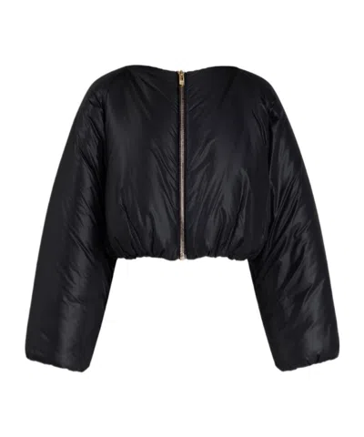 Alaïa Nylon Pleated Bomber In Black