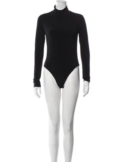 Pre-owned Alaïa Nylon Turtleneck Bodysuit In Black