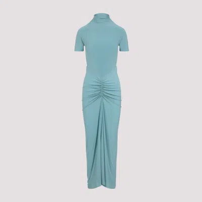 Alaïa Draped Dress Women In Blue