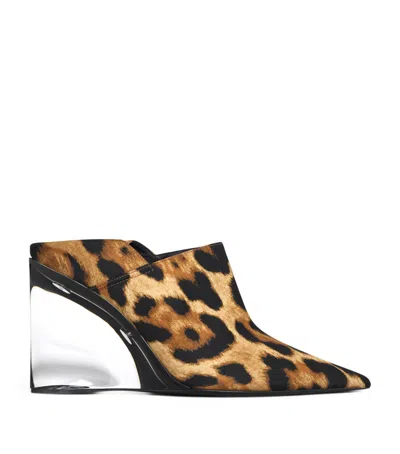 Alaïa Ocelot Print Invisible Wedge Mules 90 In Animal Print